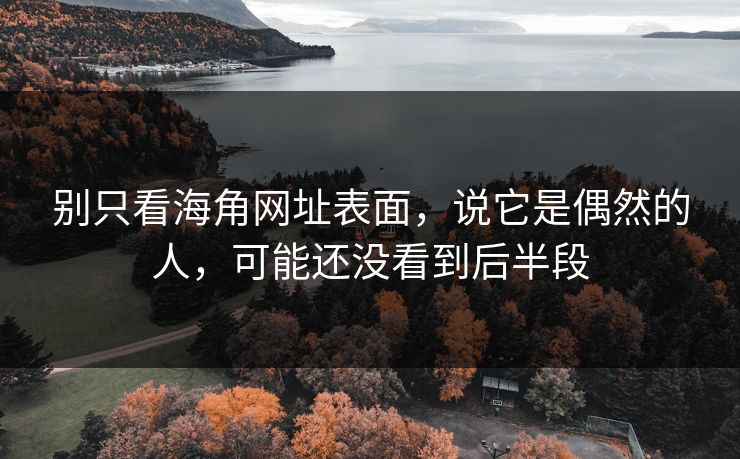 别只看海角网址表面，说它是偶然的人，可能还没看到后半段