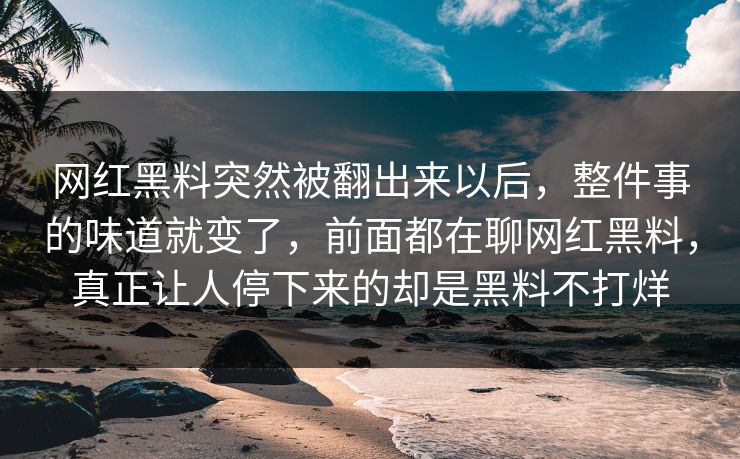 网红黑料突然被翻出来以后，整件事的味道就变了，前面都在聊网红黑料，真正让人停下来的却是黑料不打烊