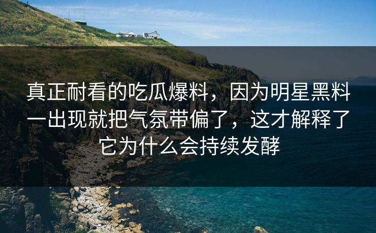 真正耐看的吃瓜爆料，因为明星黑料一出现就把气氛带偏了，这才解释了它为什么会持续发酵
