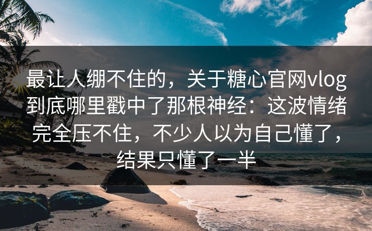 最让人绷不住的，关于糖心官网vlog到底哪里戳中了那根神经：这波情绪完全压不住，不少人以为自己懂了，结果只懂了一半
