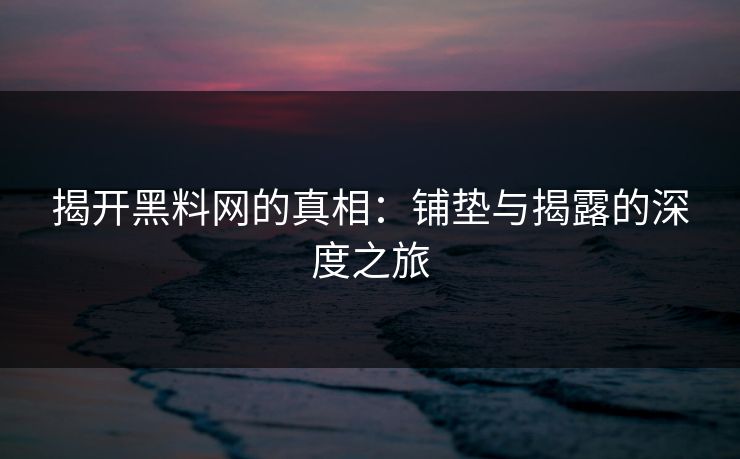 揭开黑料网的真相:铺垫与揭露的深度之旅